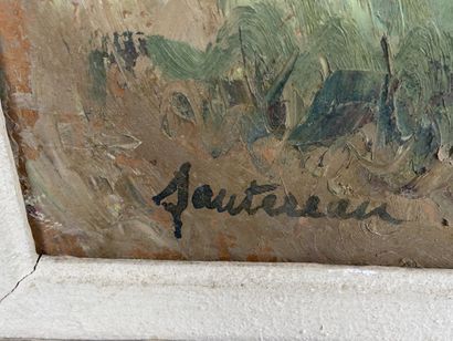 SAUTEREAU (XXth).

The orchard in spring.

Oil...