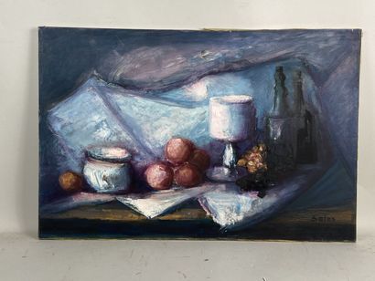 Robert SALES (20th).

Still life with a fruit...