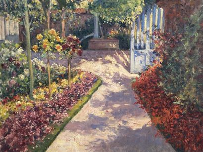 Max BOUVET (1854-1943).

The flowered alley.

Oil...