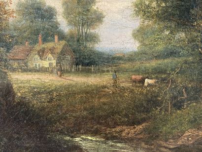 French school. 19th century. Cows near the...