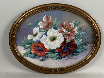DUVIVIER (19th-20th).

Throwing of flowers.

Gouache...