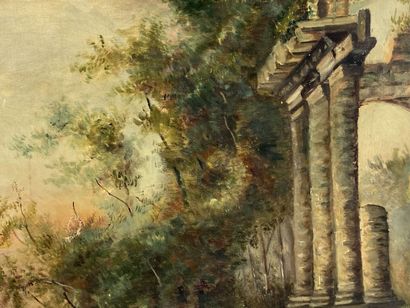 French school XIXth. Animated landscape with...