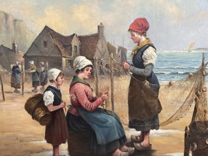 LE BER (20th).

The net groomers.

Oil on...