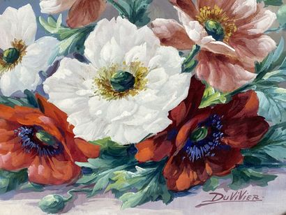 DUVIVIER (19th-20th).

Throwing of flowers.

Gouache...