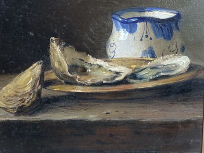 TAMMIK (20th).

Still life with oysters.

Oil...