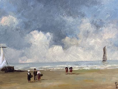 Nelly TRUMEL (born in 1938).

On the beach.

Oil...