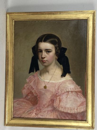 French school XIXth.

Portrait of a young...