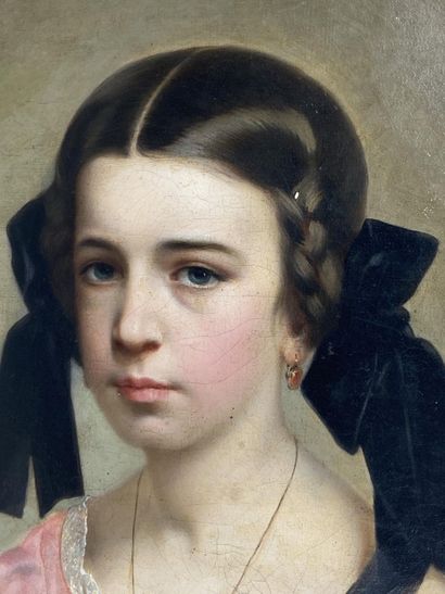 French school XIXth.

Portrait of a young...