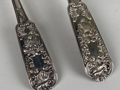 Cuillère à ragoût et louche en argent et...