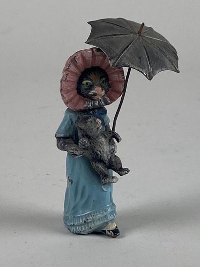 Bronze de Vienne polychrome figurant une...
