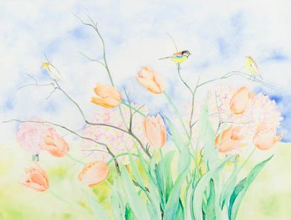 DELTEIL Maïté
Les oiseaux au paradis Aquarelle...