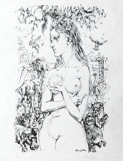 FOUJITA Tsuguharu
Eve Lithographie sur papier...