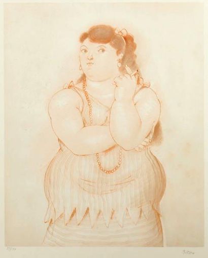 BOTERO Fernando
Mujer fumando Lithographie...