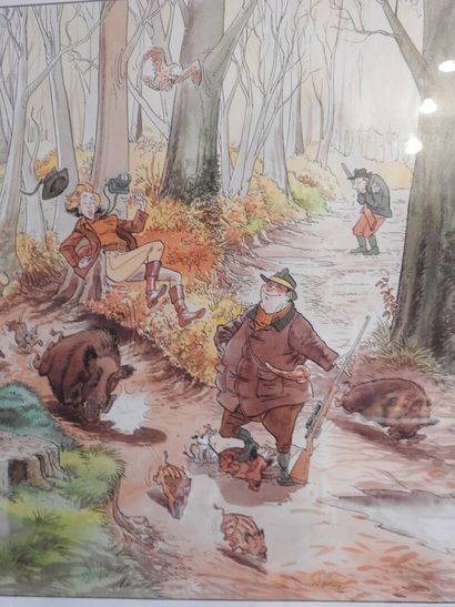 Benoît DU PELOUX (1961). Les chasseurs. Reproduction...