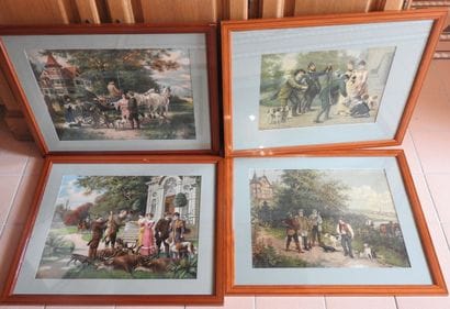 Série de quatre chromolithographies, scène...