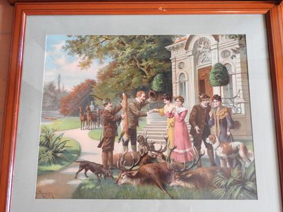 Série de quatre chromolithographies, scène...