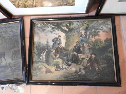 Lot de 8 gravures, chromolithographies et...