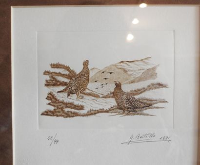 Francis BÉRILLE (né en 1945): Couple de perdreaux....