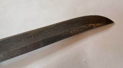Couteau de chasse à lame en acier damassé,...