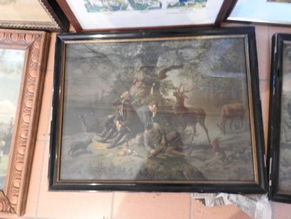 Lot de 8 gravures, chromolithographies et...