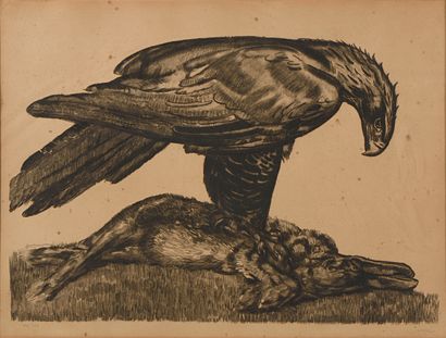 Paul JOUVE (1878-1973).

Eagle embracing...