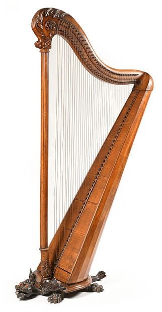 Harp of living room out of carved fruitwood,...