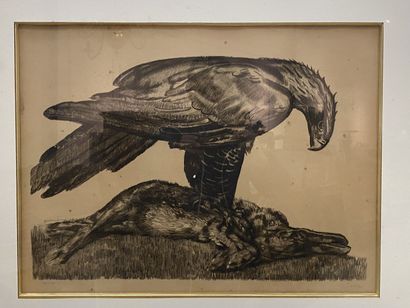 Paul JOUVE (1878-1973).

Eagle embracing...
