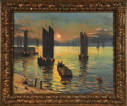 GUARDINI (XXth).

Fishing boats in the port...