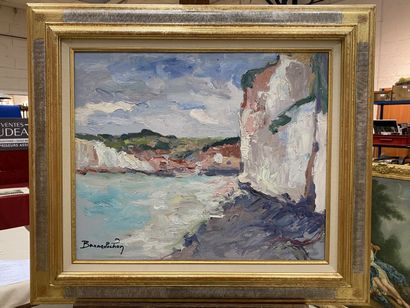 Bernard POCHON (20th).

Cliff in Pourville.

Oil...