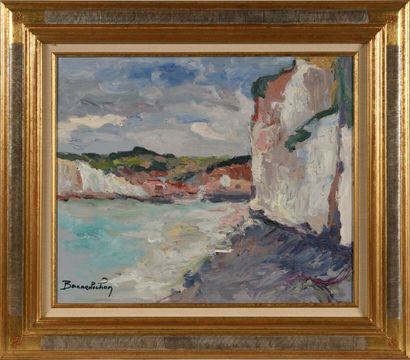 Bernard POCHON (20th).

Cliff in Pourville.

Oil...