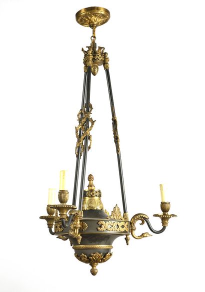 Small chandelier in sheet metal with black...