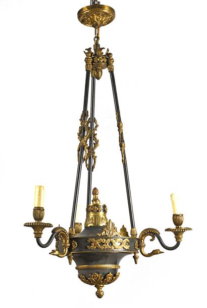 Small chandelier in sheet metal with black...