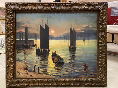 GUARDINI (XXth).

Fishing boats in the port...