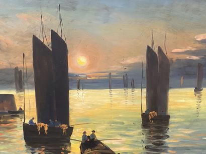 GUARDINI (XXth).

Fishing boats in the port...
