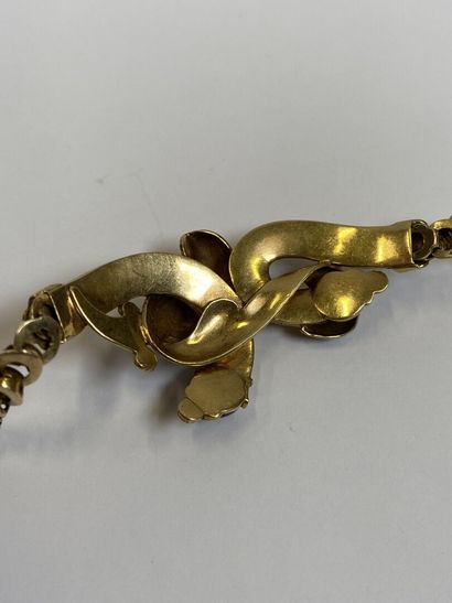 18K yellow gold bracelet with blue and white...