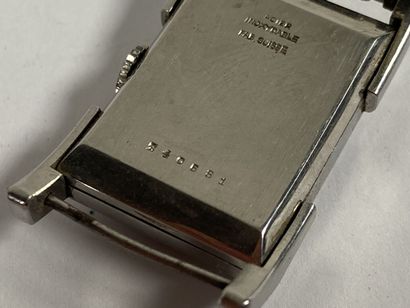 JAEGER Le COULTRE.

Rectangular steel wristwatch...