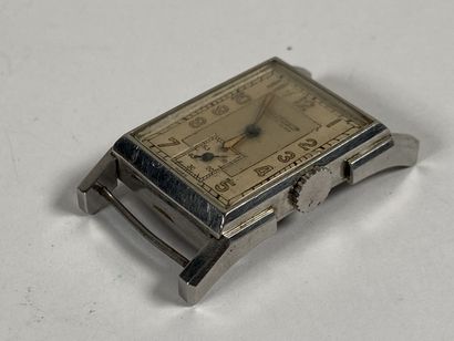 JAEGER Le COULTRE.

Rectangular steel wristwatch...