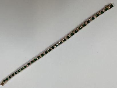 Articulated bracelet in 14K yellow gold decorated...