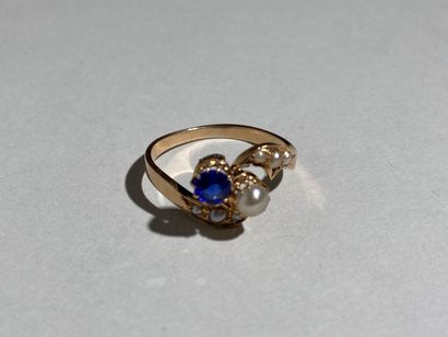 Bague toi et moi en or jaune 18K ornée d'une...