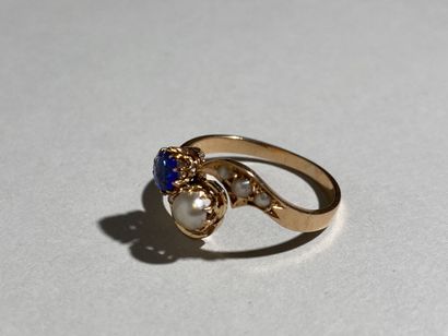 Bague toi et moi en or jaune 18K ornée d'une...