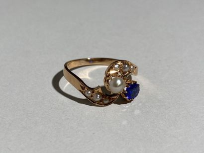 Bague toi et moi en or jaune 18K ornée d'une...
