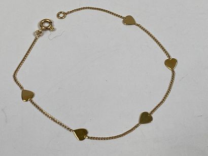Bracelet in 18K yellow gold with small hearts.

Weight...