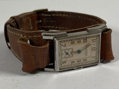 JAEGER Le COULTRE.

Rectangular steel wristwatch...