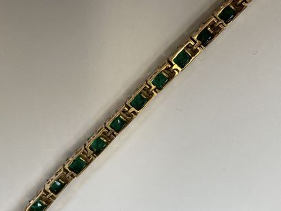 Articulated bracelet in 14K yellow gold decorated...