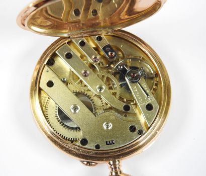 18K yellow gold pocket watch, mechanical...