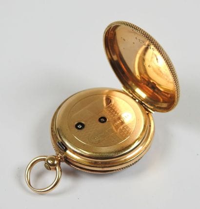 18K yellow gold collar watch, the mechanical...