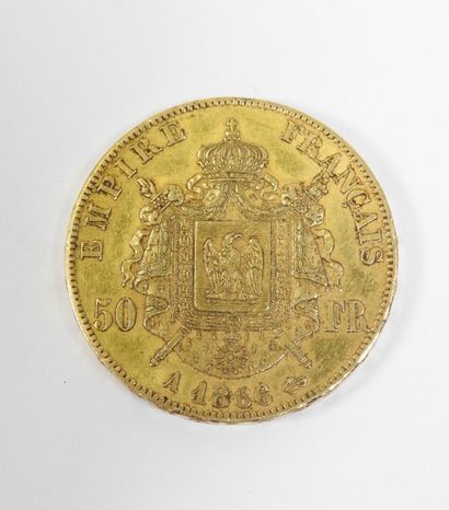 50 francs gold coin Napoleon III, head laurel,...