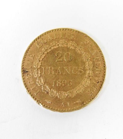 20 franc gold coin, Genie, 1896 A.
