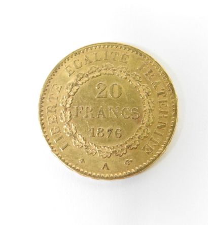 20 franc gold coin, Genie, 1876 A.