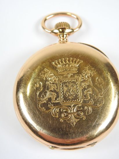 18K yellow gold pocket watch, mechanical...